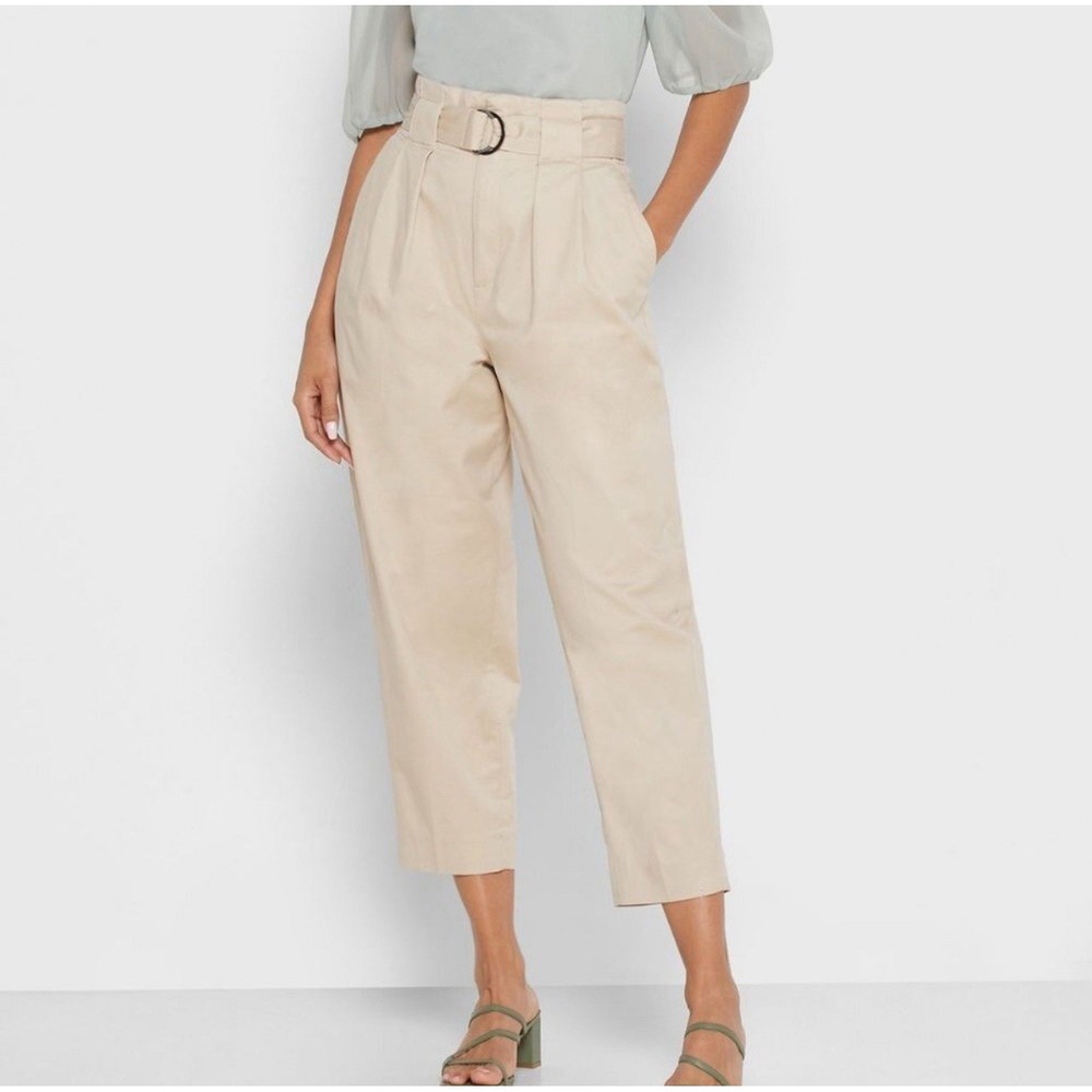 Banana Republic Twill Belted‎ High-Rise Tapered Utility Pants Beige Size 12R